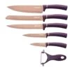 Cheffinger 6 Teile Rose Gold Lila Messerset Messer Fleischmesser Brotmesser