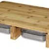 Bambus-Schneidebrett Mit 2 Auffangbehältern, Bambus / Kunststoff, 41 X 26,5 X 8,2 Cm, Braun